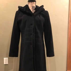 Hooded Black Dress Coat